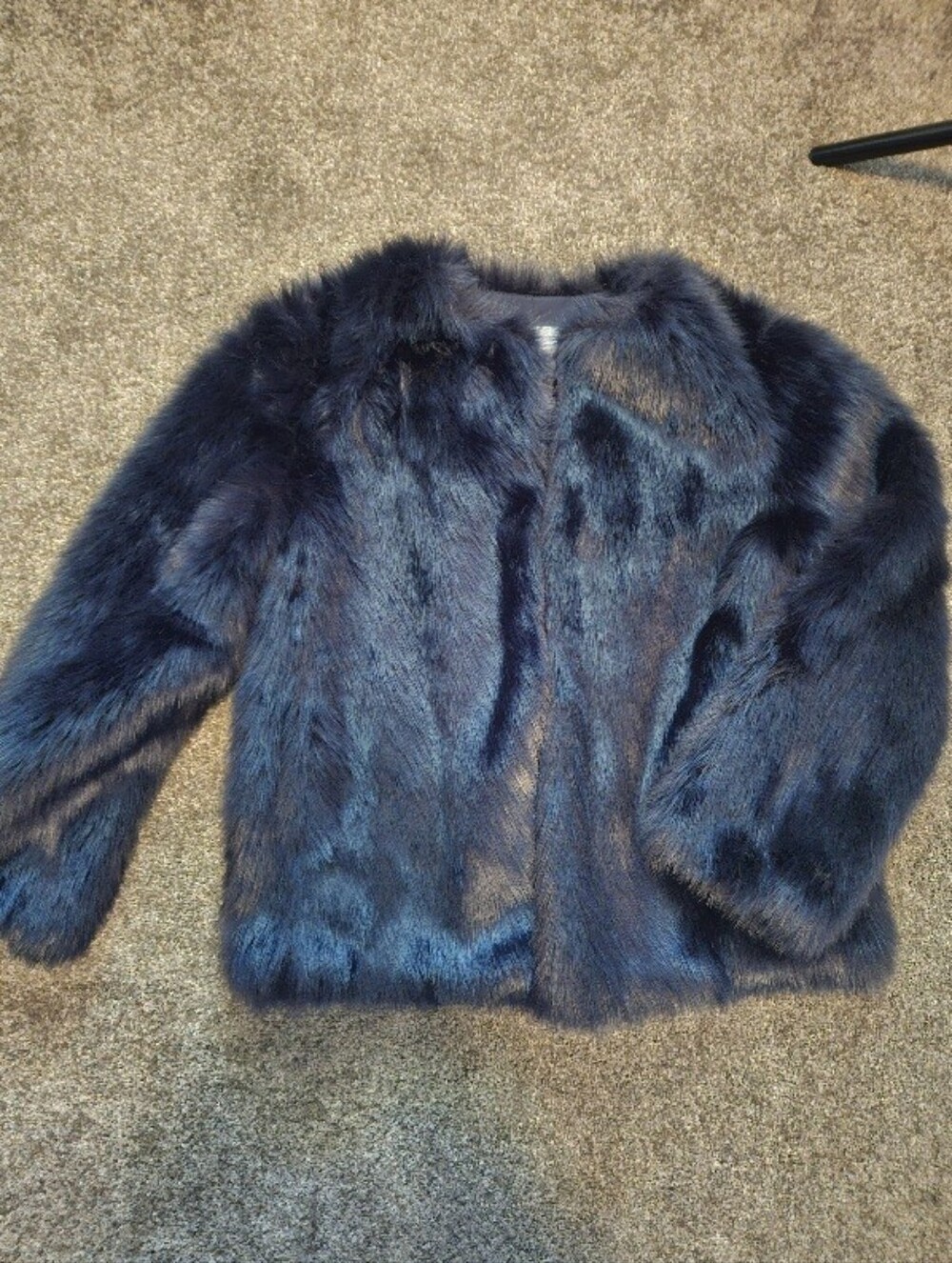 Zara Women's Faux Fur Jacket in Deep Navy